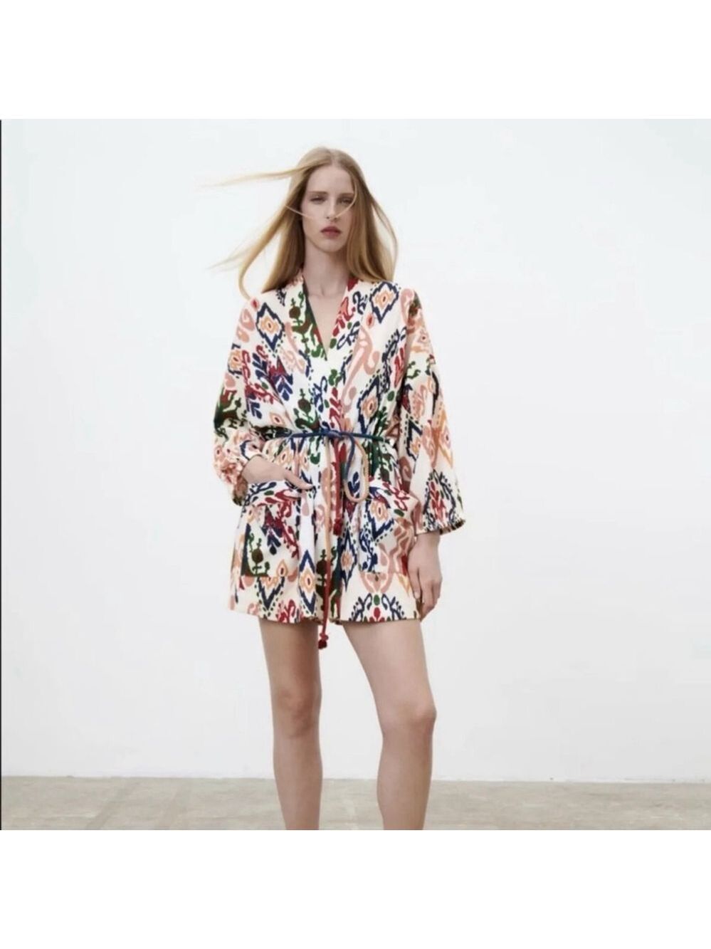 Zara Multicolour Tribal Print Minoi Kimono Size Small